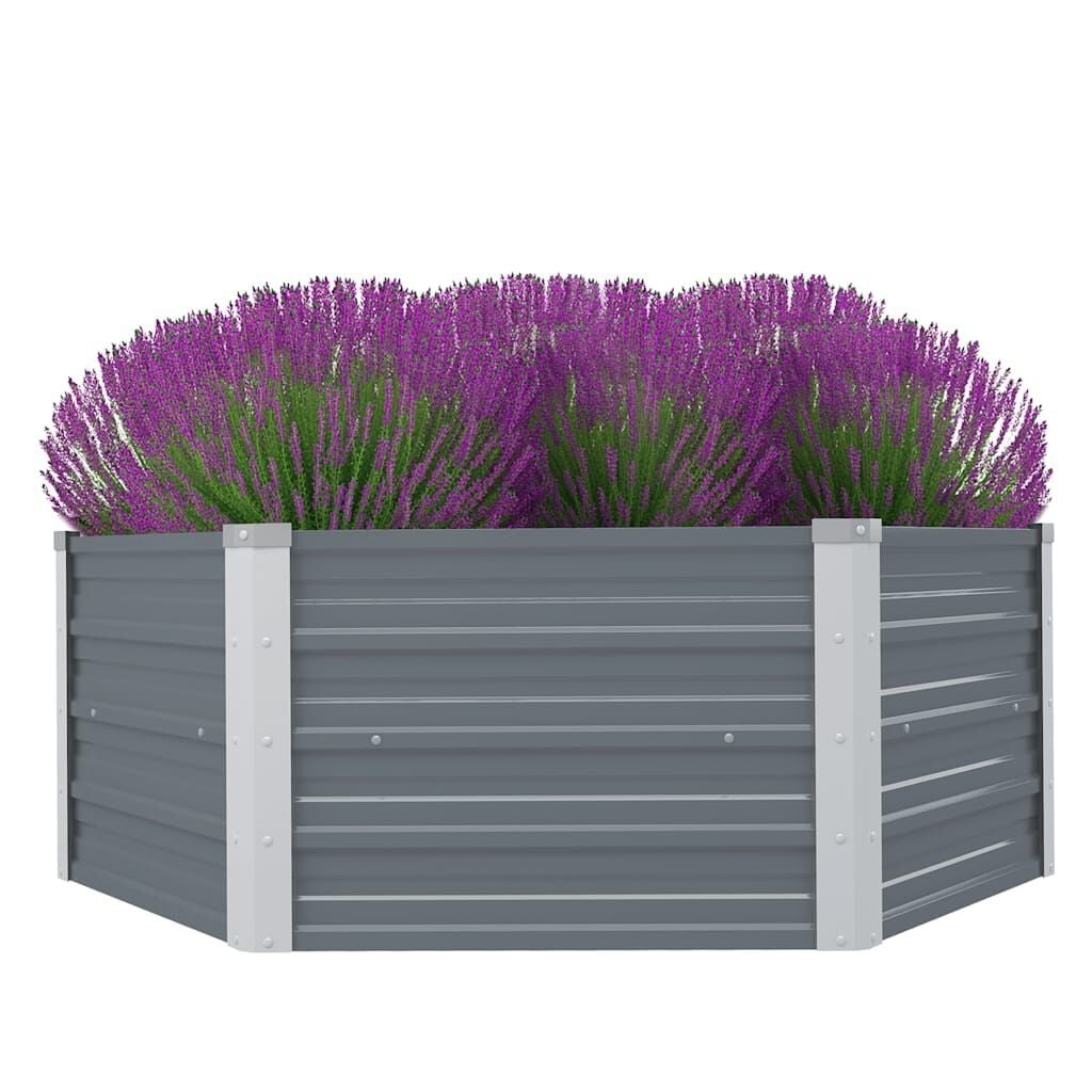 Sechseckiges Hochbeet aus Stahl, 129x129x46 cm - Grau - bis zu 32% reduziert