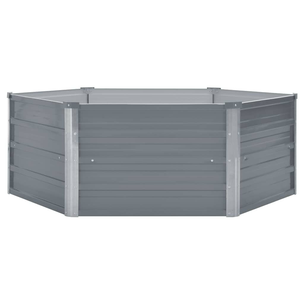 Sechseckiges Hochbeet aus Stahl, 129x129x46 cm - Grau - bis zu 32% reduziert