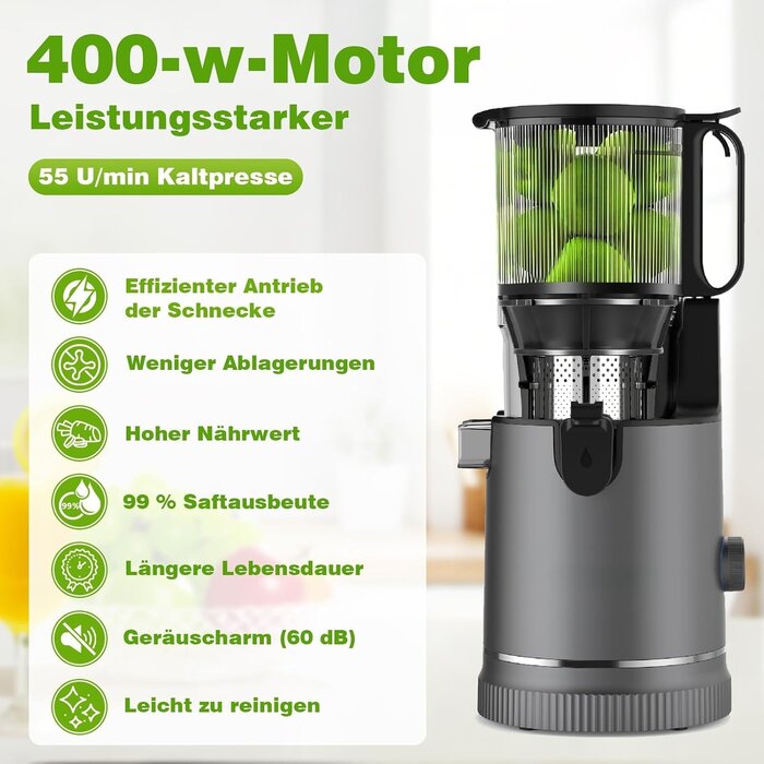 Slow Juicer Titangrau 400W: Jetzt bis zu 29% Rabatt sichern