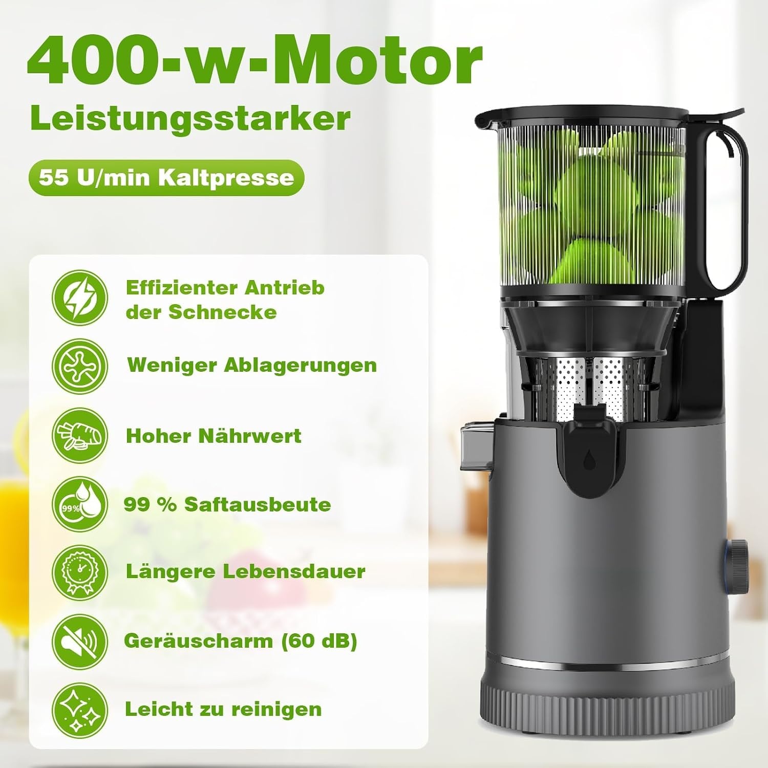 Slow Juicer Titangrau 400W: Jetzt bis zu 29% Rabatt sichern