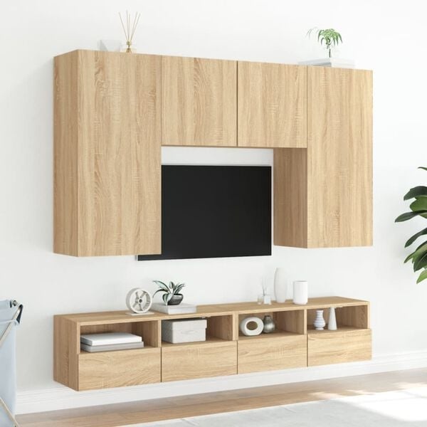 TV-Wandschrank-Set, 2-tlg., 100x30x30 cm, Sonoma-Eiche Optik, bis zu 34% sparen