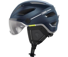 City E-Bike Helm mit Visier & Rücklicht - Blau Matt - bis zu 30% sparen