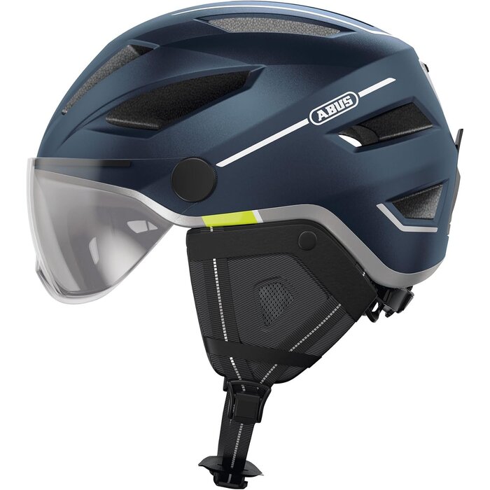 City E-Bike Helm mit Visier & Rücklicht - Blau Matt - bis zu 30% sparen