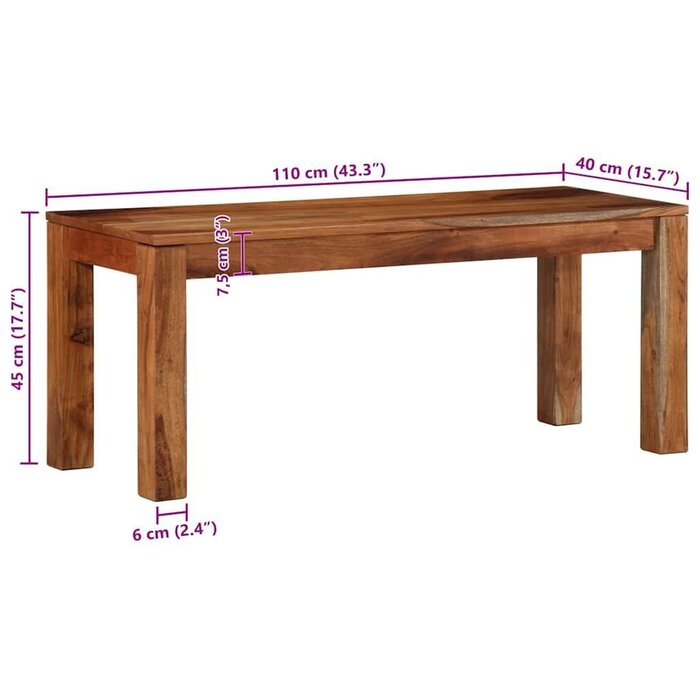 Sitzbank aus Akazienholz 110cm - Massiv & Stilvoll - bis zu 35% Rabatt