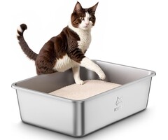 XXL Edelstahl-Katzentoilette 60x40cm - Hygienisch & geruchsneutral, bis zu 33% Rabatt