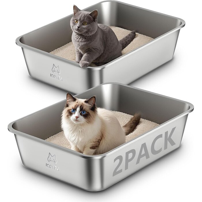XXL Edelstahl-Katzentoilette 60x40cm - Hygienisch & geruchsneutral, bis zu 33% Rabatt