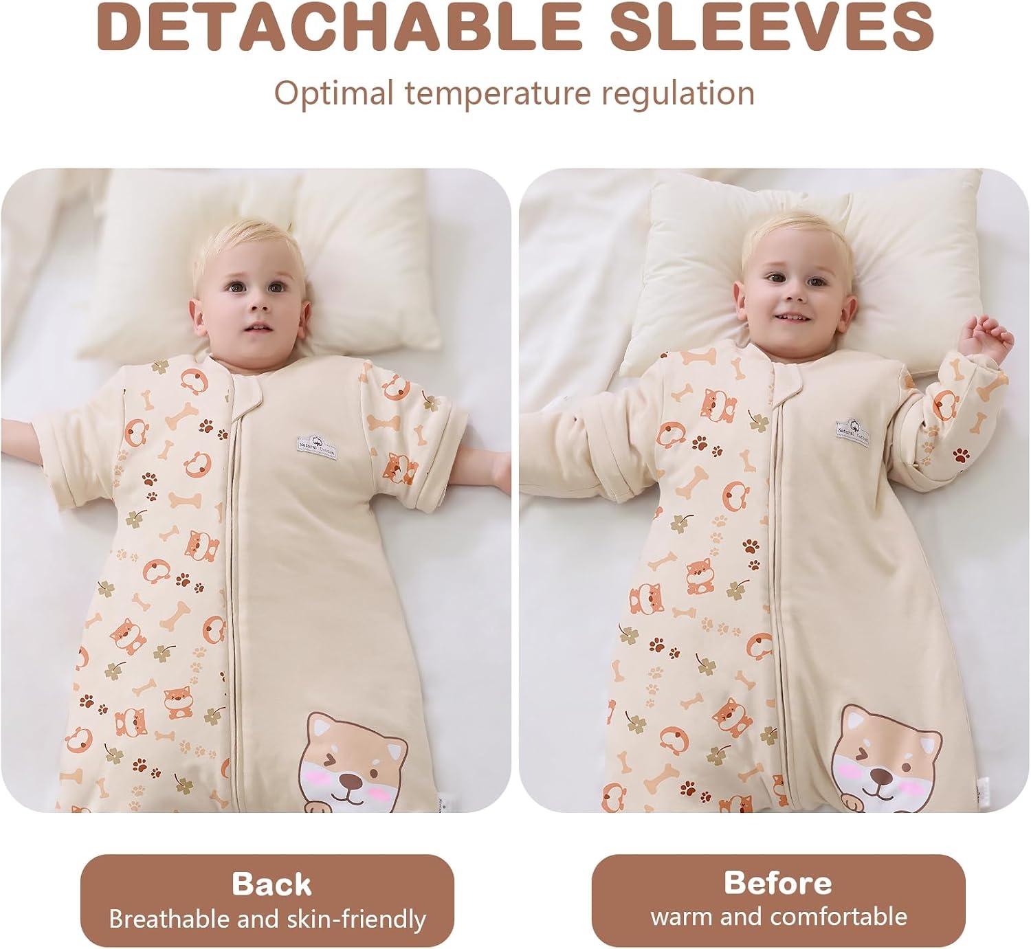Warmer Babyschlafsack mit Beinen - Welpen-Motiv - 3.5 TOG - bis zu 32% Rabatt