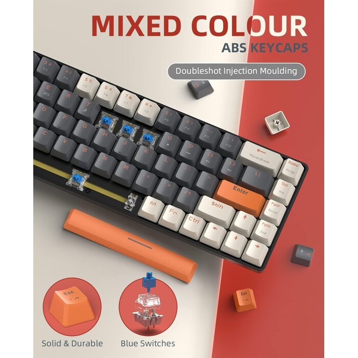 Mechanische 60% Gaming-Tastatur, Kabellos, Milkshake Design - bis zu 33% Rabatt