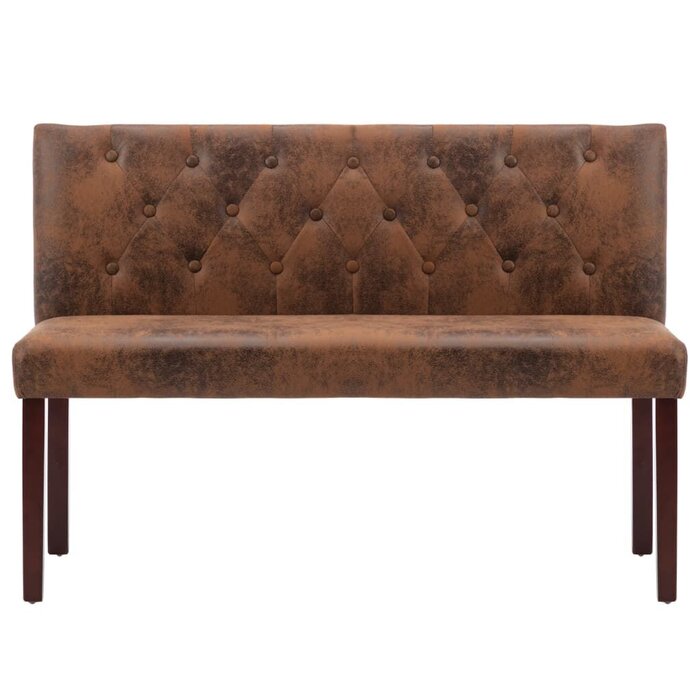Sitzbank 120 cm Kunstwildleder Braun - Stilvolles Retro-Design - bis zu 35% Rabatt