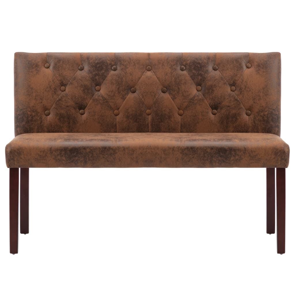 Sitzbank 120 cm Kunstwildleder Braun - Stilvolles Retro-Design - bis zu 35% Rabatt
