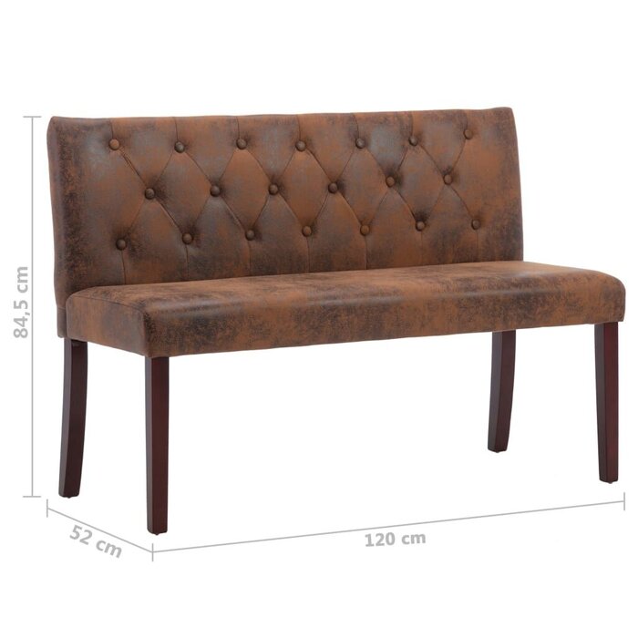 Sitzbank 120 cm Kunstwildleder Braun - Stilvolles Retro-Design - bis zu 35% Rabatt