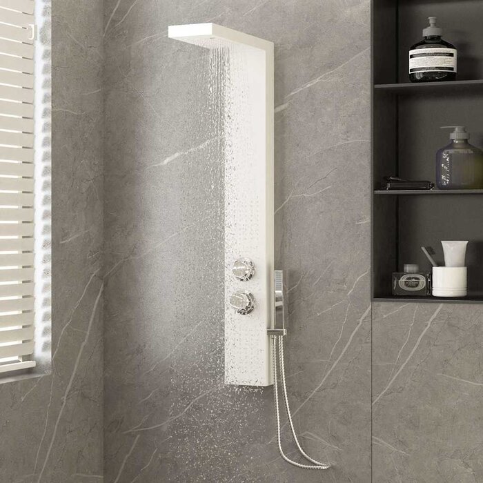 Design-Duschpaneel mit Regendusche & Massage, Weiß - bis zu 35% Rabatt