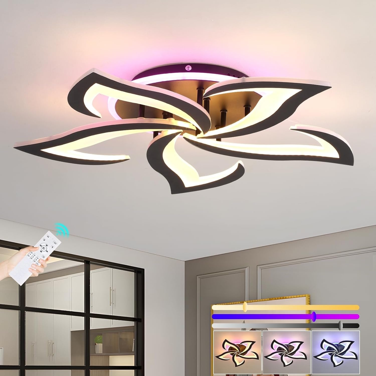 Moderne LED-Deckenleuchte 50W, 60cm, Schwarz - bis zu 34% günstiger