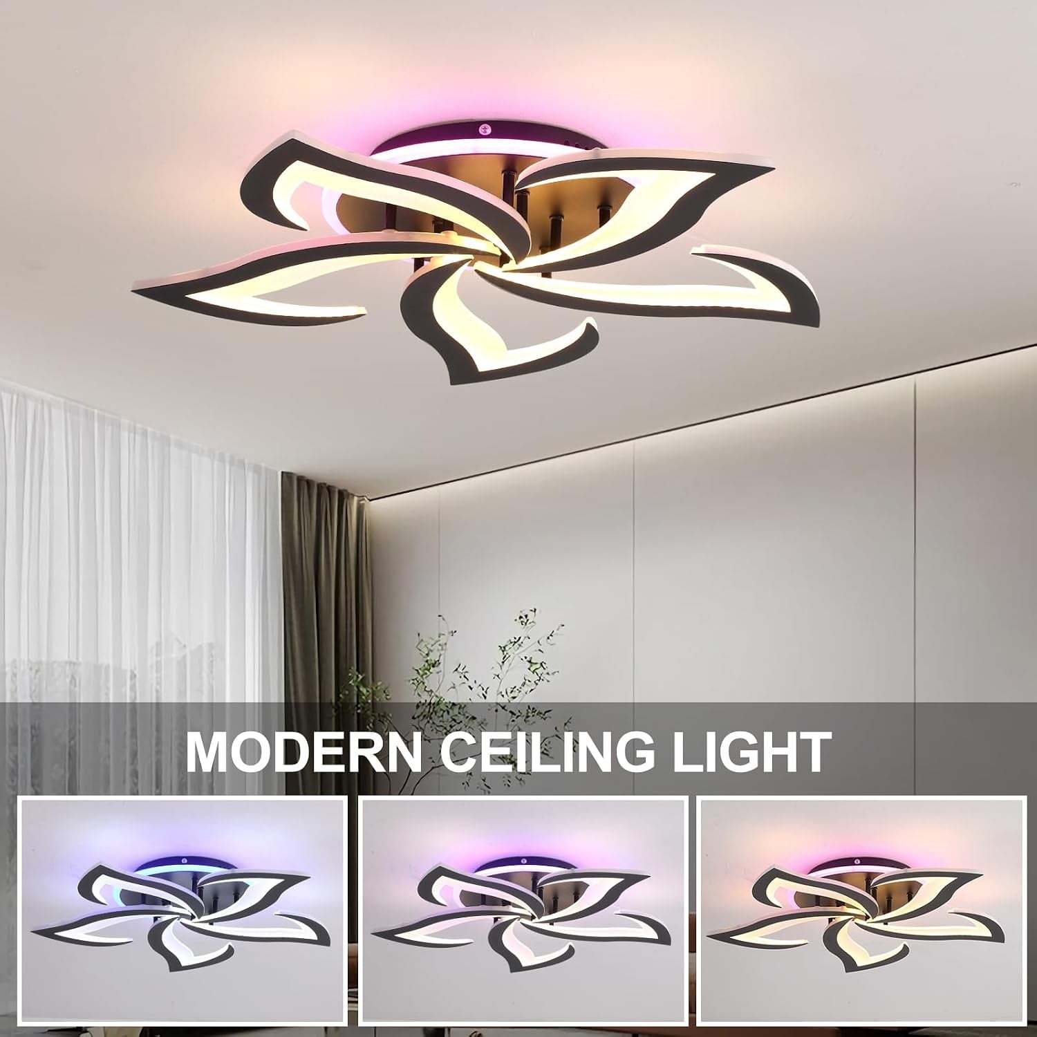 Moderne LED-Deckenleuchte 50W, 60cm, Schwarz - bis zu 34% günstiger