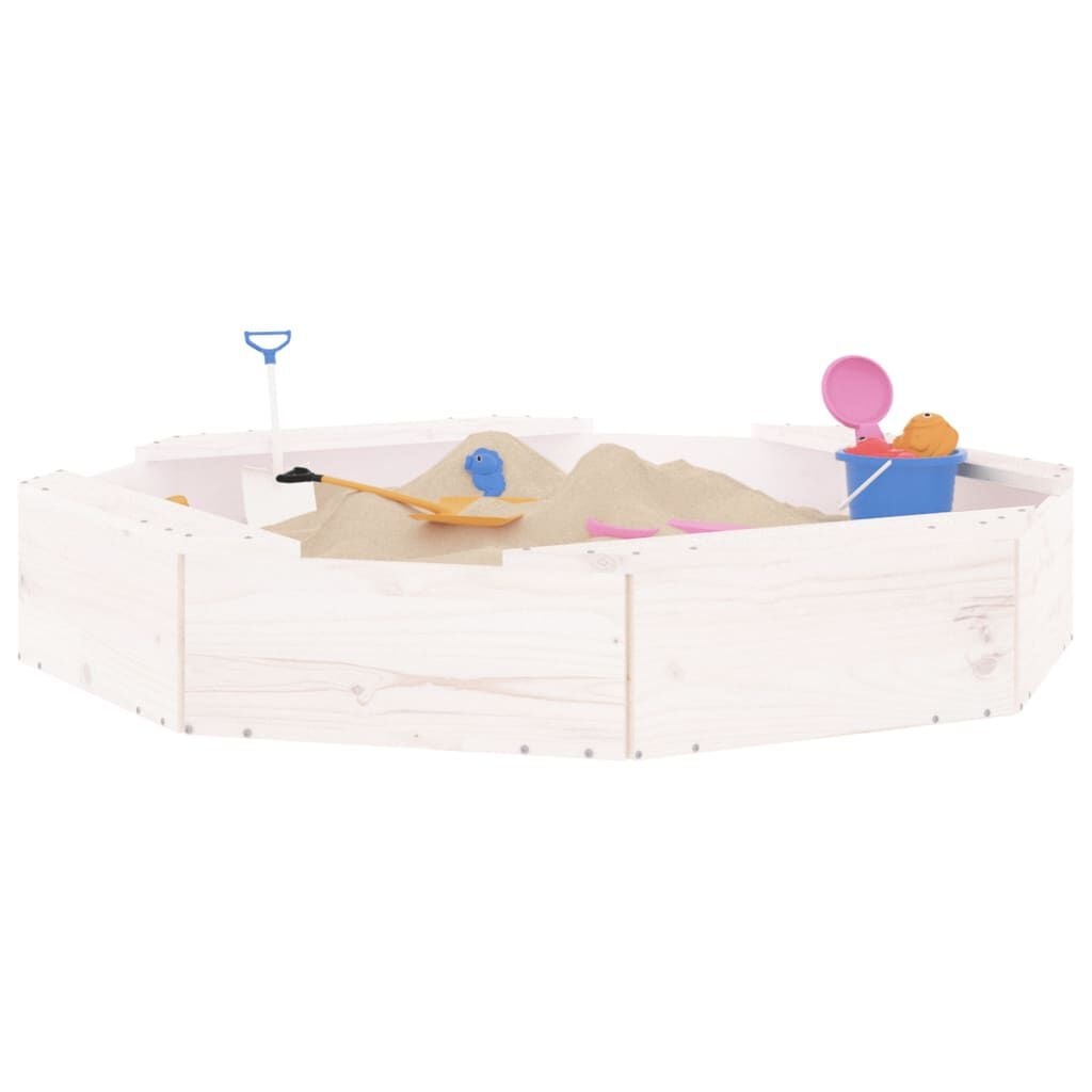 Achteckiger Sandkasten Kiefer Weiß, 111x111cm - bis zu 33% reduziert