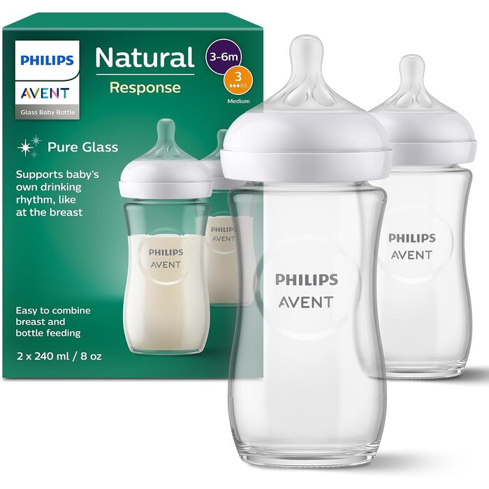 2x Glas-Babyflaschen mit Natural Response Sauger - BPA-frei - bis zu 31% Rabatt