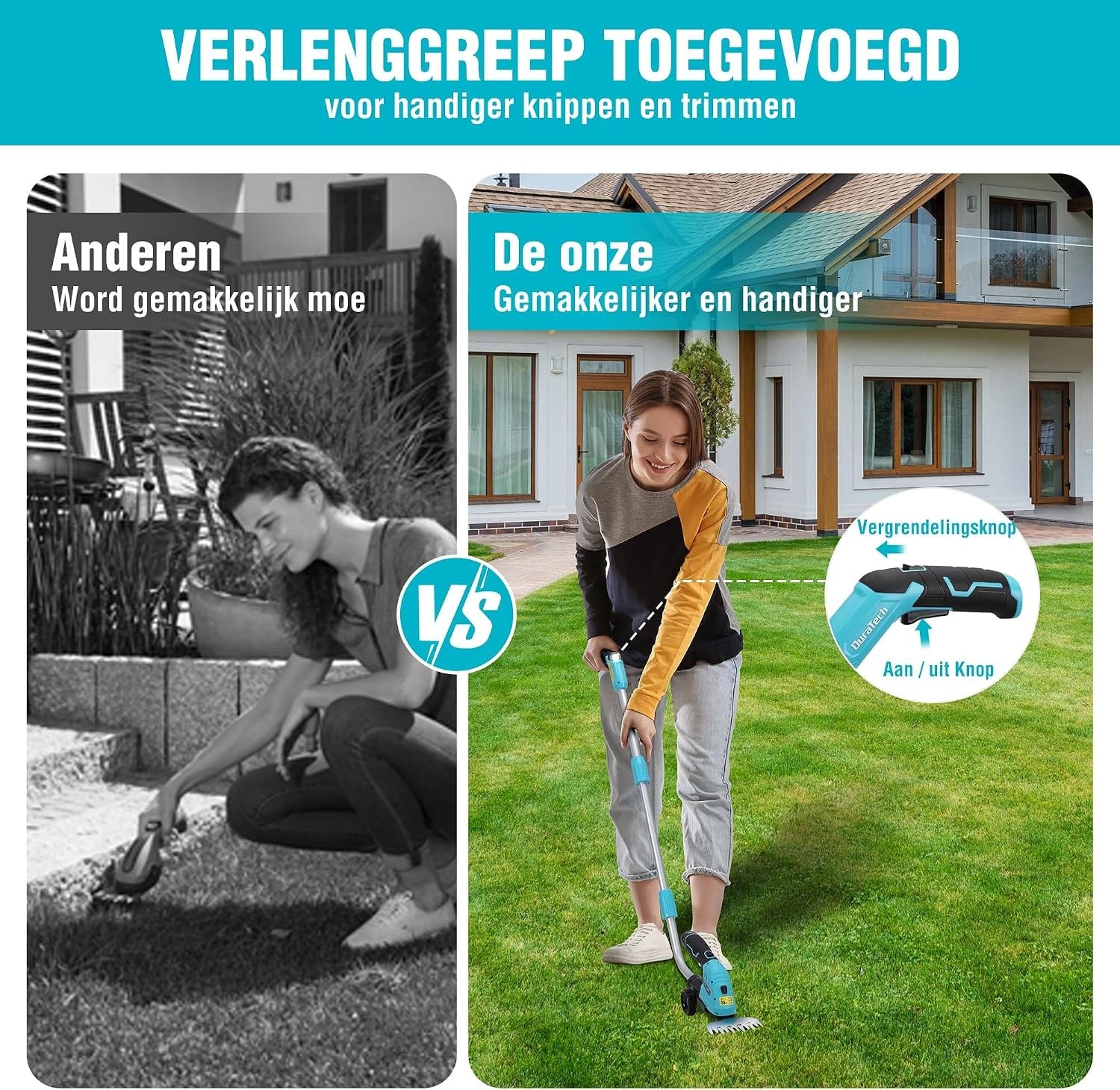 2-in-1 Akku-Grasschere & Strauchschere mit Teleskopstiel - bis zu 34% Rabatt