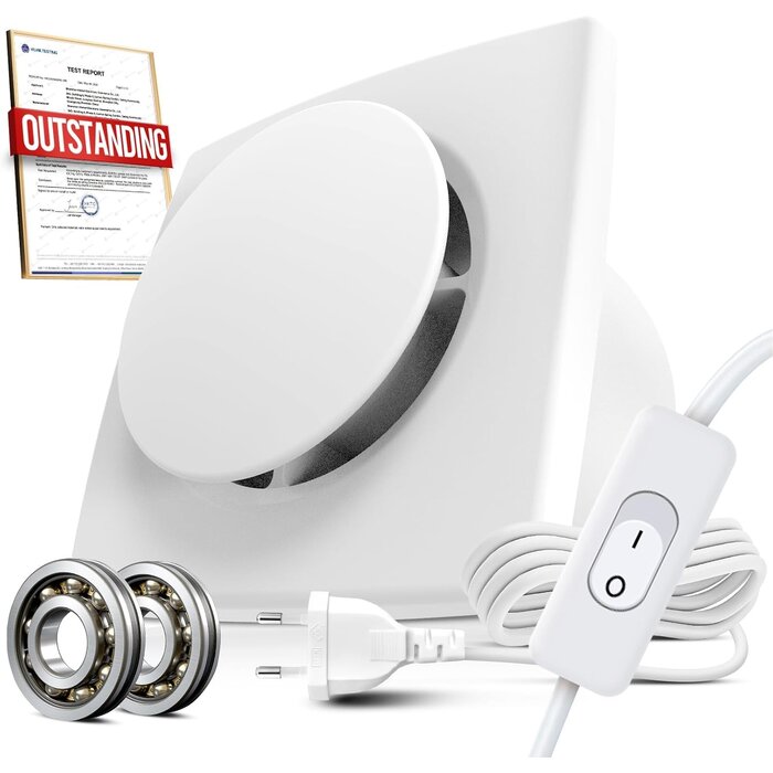Leistungsstarker Badventilator 100 mm - 130 m³/h - IPX4 - bis zu 32% Rabatt