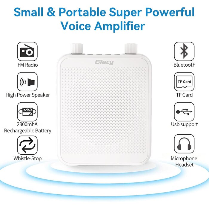 Tragbarer 30W Sprachverstärker mit Bluetooth - Weiß - bis zu 28% Rabatt