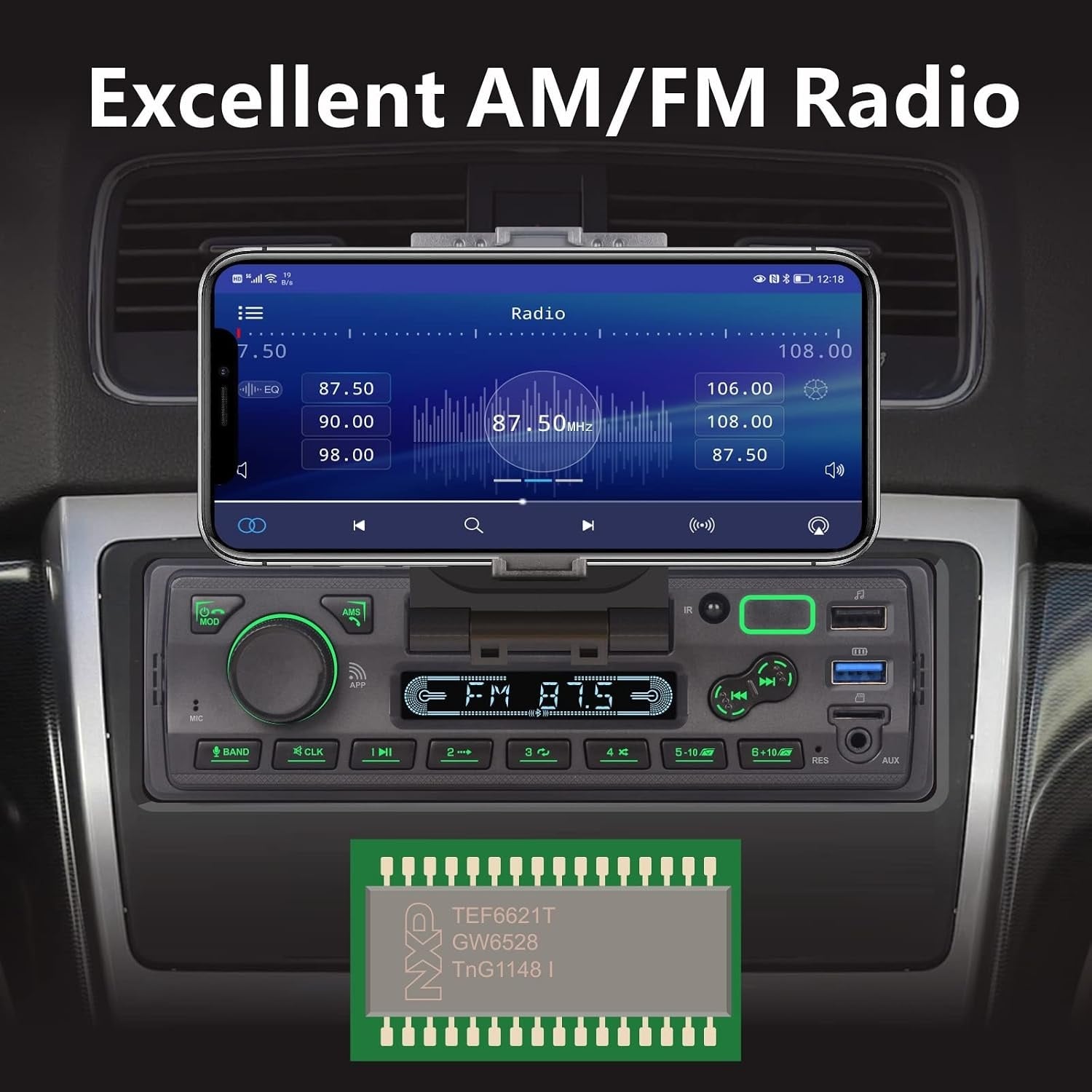1-DIN Bluetooth Autoradio mit Handyhalterung & App-Steuerung - bis zu 33% Rabatt
