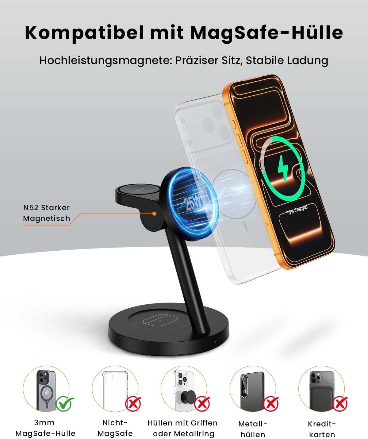 4-in-1 QI2.2 Magnetische Ladestation 25W - Outlet-Deal: bis zu 33% sparen