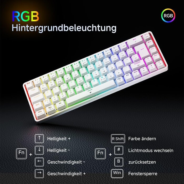 Mechanische 60% Gaming-Tastatur, RGB, QWERTZ, Wireless - bis zu 28% Rabatt