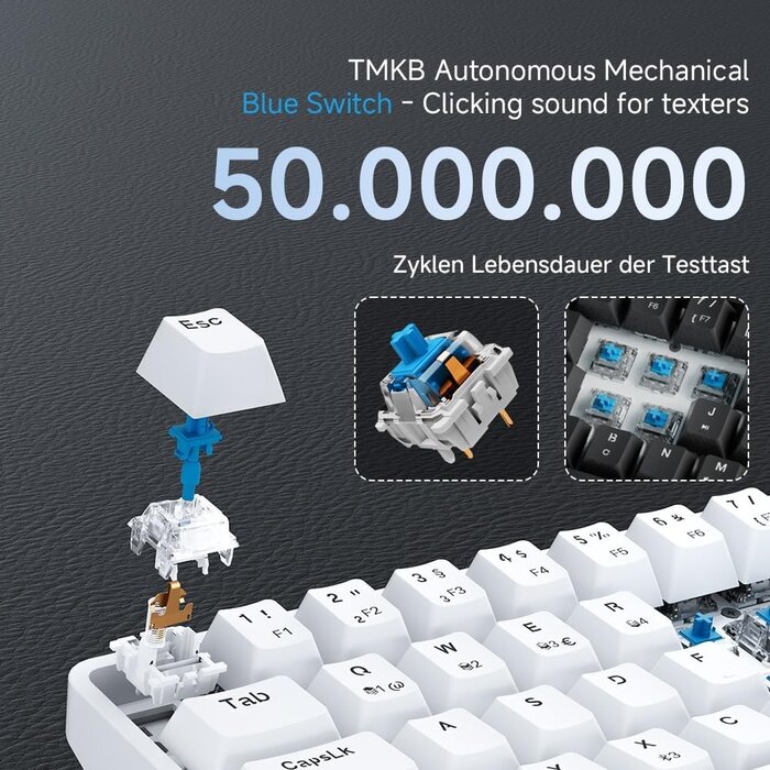 Mechanische 60% Gaming-Tastatur, RGB, QWERTZ, Wireless - bis zu 28% Rabatt