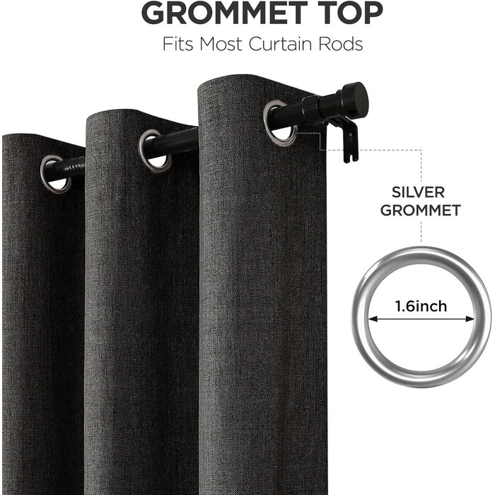 2x Verdunkelungsvorhänge Linnenoptik 140x225 cm Schwarz - bis zu 63% Rabatt