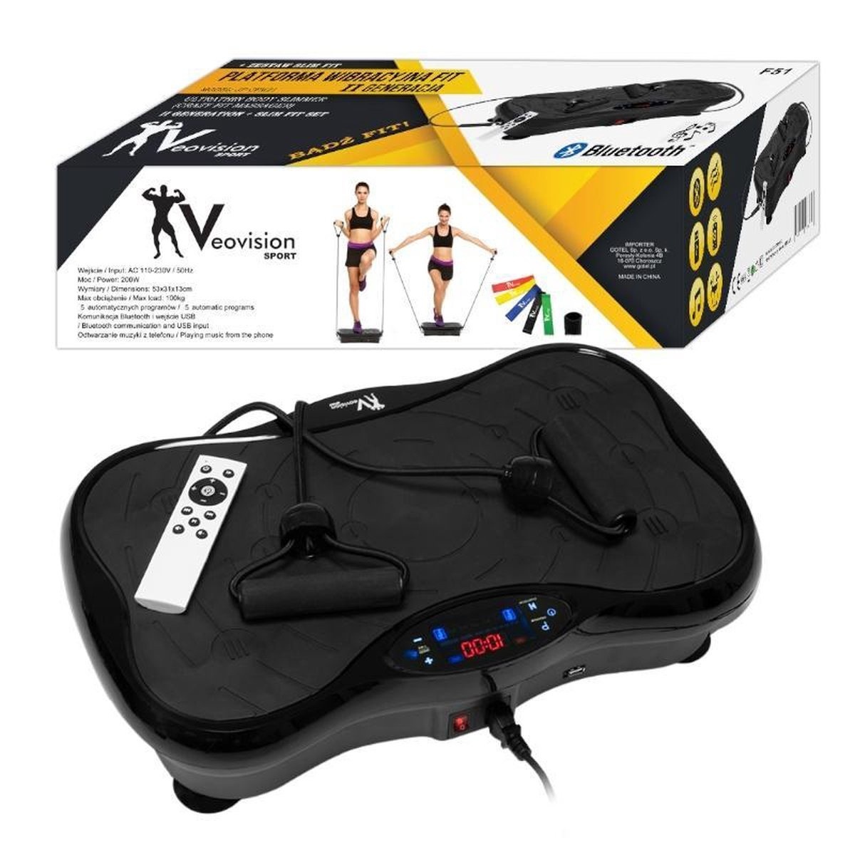 Vibrationsplatte mit Bluetooth & Fitnessbändern - Bis zu 34% Rabatt