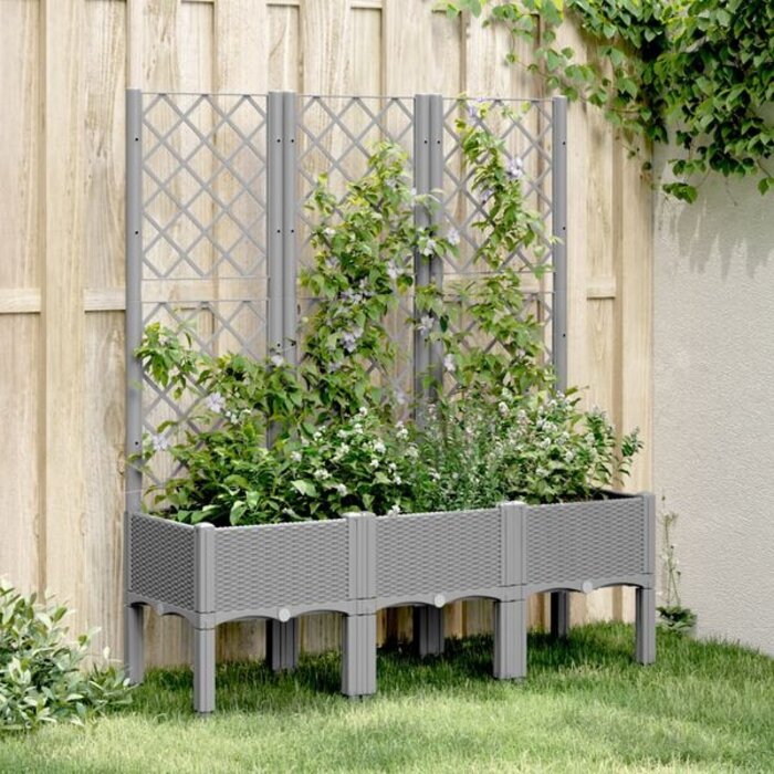 Pflanzkasten mit Rankgitter 120x40x142 cm - Hellgrau - bis zu 34% sparen