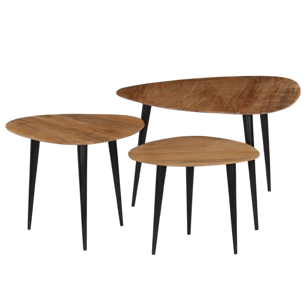 3-teiliges Couchtisch-Set aus massivem Akazienholz - bis zu 30% günstiger