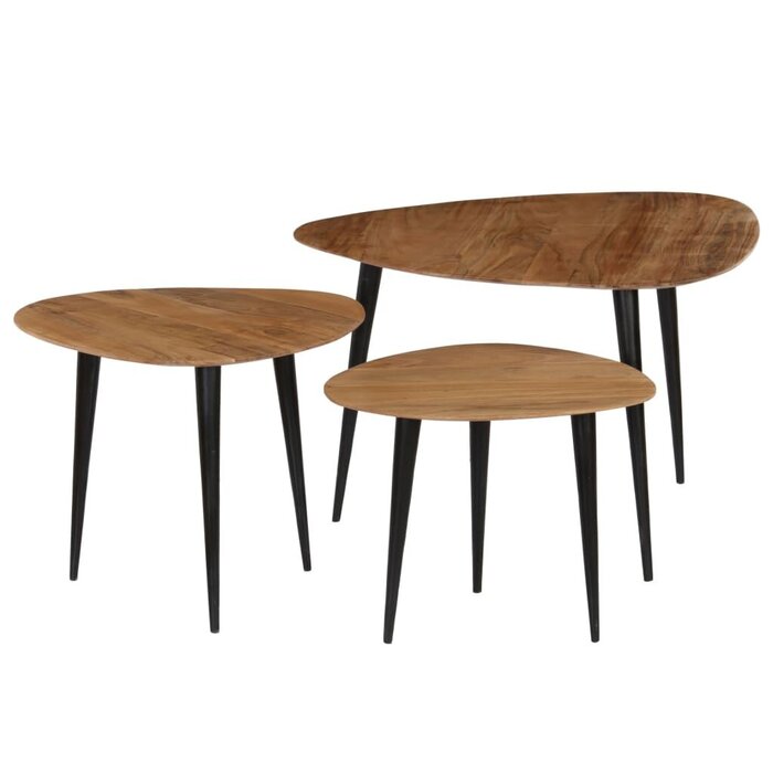 3-teiliges Couchtisch-Set aus massivem Akazienholz - bis zu 30% günstiger