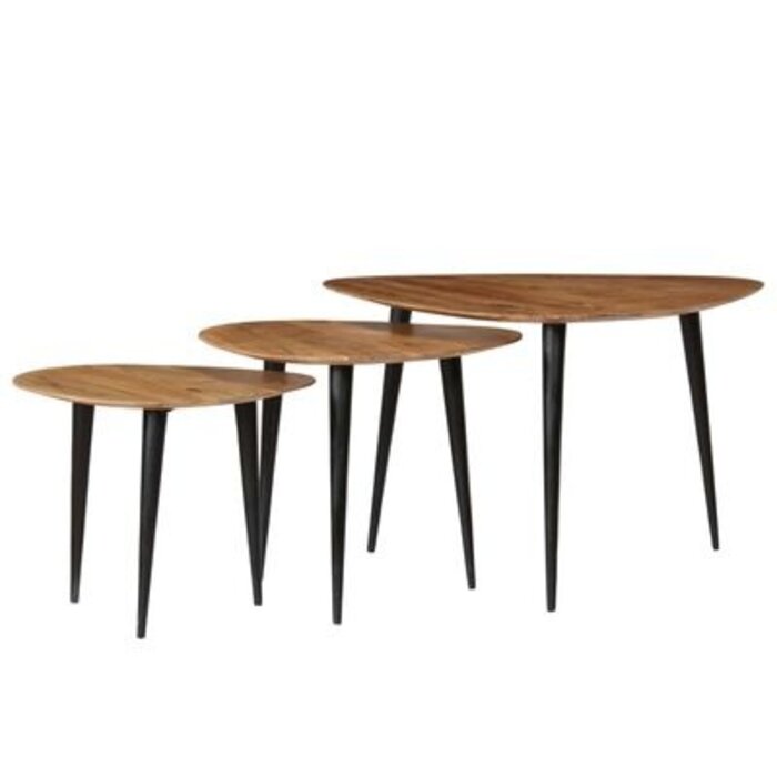 3-teiliges Couchtisch-Set aus massivem Akazienholz - bis zu 30% günstiger