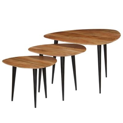 3-teiliges Couchtisch-Set aus massivem Akazienholz - bis zu 30% günstiger