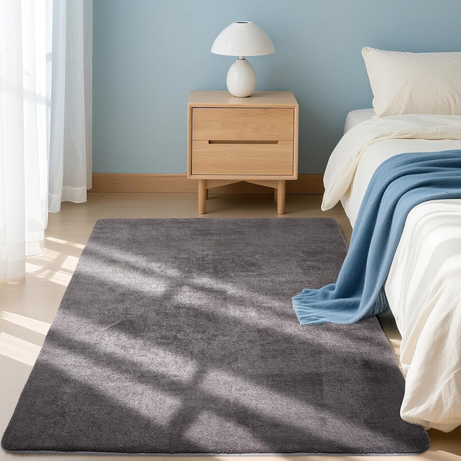 Kurzflor Teppich 120x170 cm Dunkelgrau - Rutschfest & Waschbar - bis zu 28% Rabatt