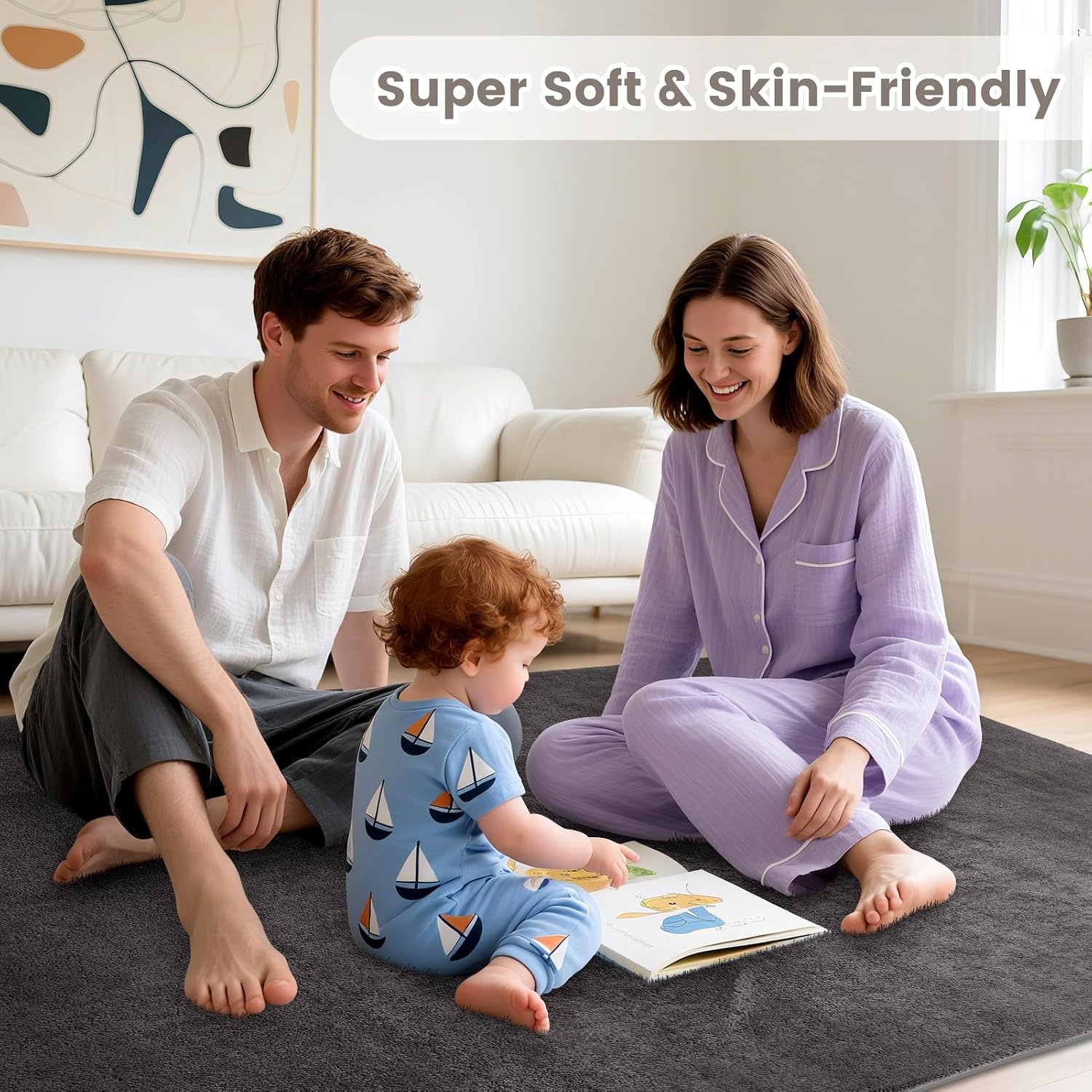 Kurzflor Teppich 120x170 cm Dunkelgrau - Rutschfest & Waschbar - bis zu 28% Rabatt
