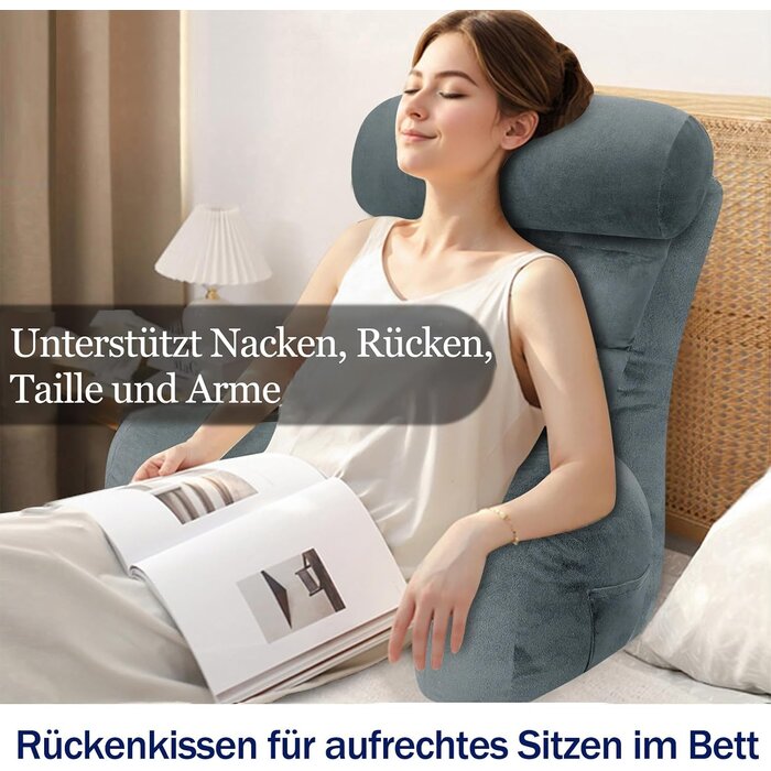 Ergonomisches Lesekissen mit Armlehnen Memory-Schaum Grau - bis zu 34% sparen