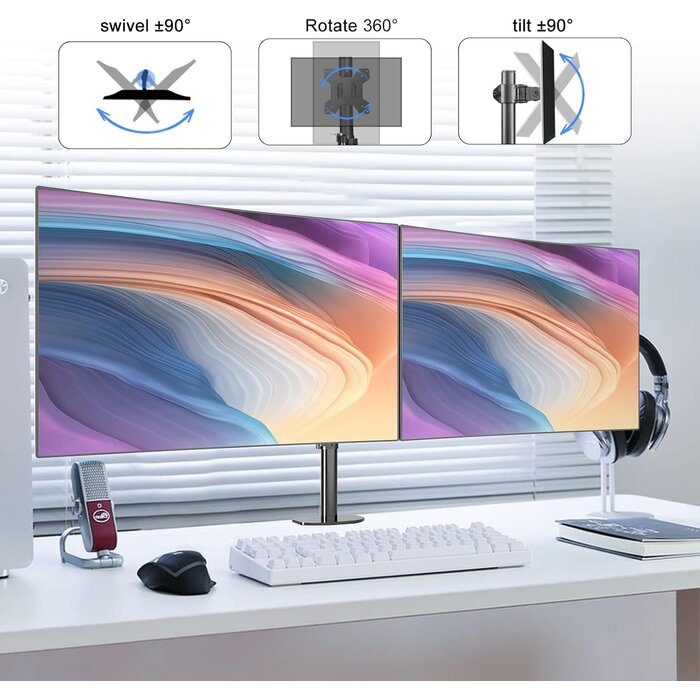 Doppel-Monitorhalterung 13-27 Zoll - Ergonomisch & Neigbar - bis zu 27% Rabatt