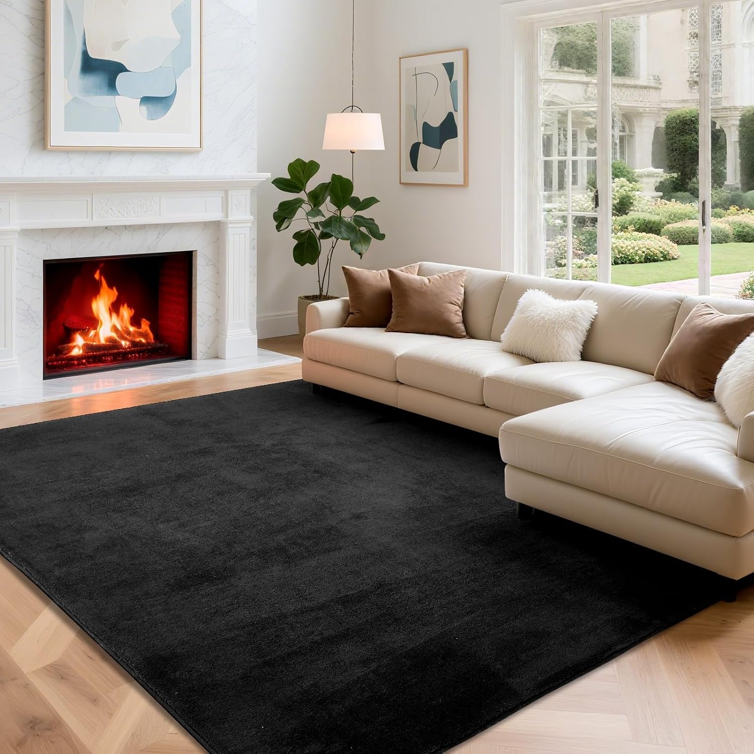 Kurzflor-Teppich 120x170 cm Schwarz - Rutschfest & Waschbar - bis zu 28% Rabatt