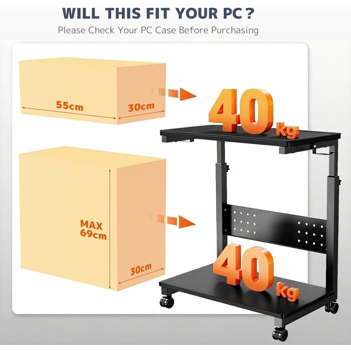Mobiler PC-Tower-Ständer höhenverstellbar - Schwarz - bis zu 29% Rabatt