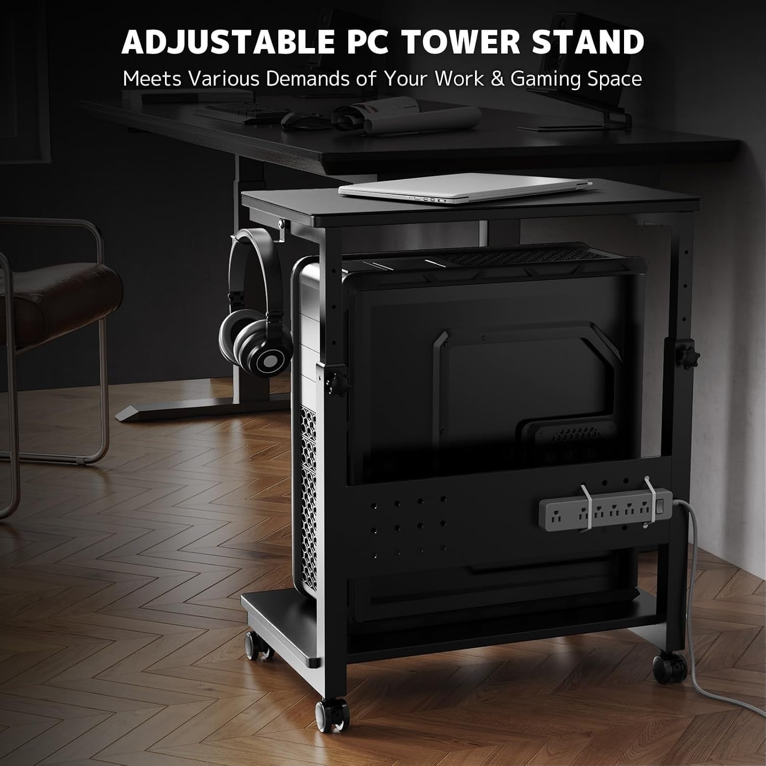 Mobiler PC-Tower-Ständer höhenverstellbar - Schwarz - bis zu 29% Rabatt