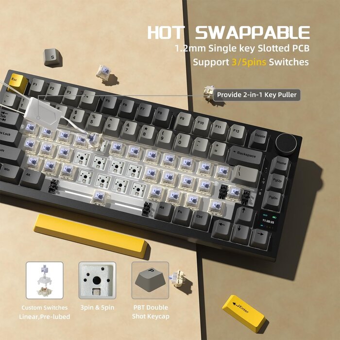 Mechanische 75% Gaming-Tastatur mit TFT-Display - Jetzt bis zu 34% sparen