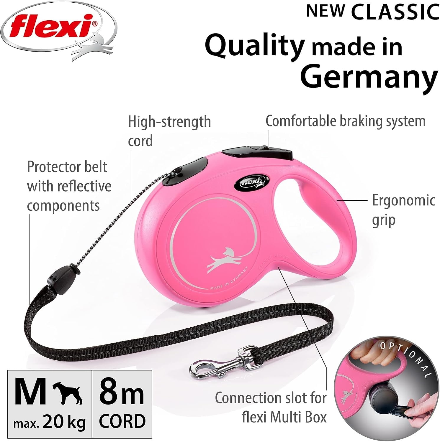 Hunderollleine 8m für Hunde bis 20kg - Rosa - Bis zu 27% Rabatt