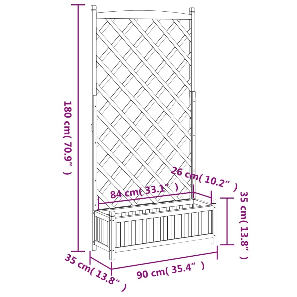 Pflanzkasten mit Rankgitter 90x180 cm - Massivholz - bis zu 34% sparen