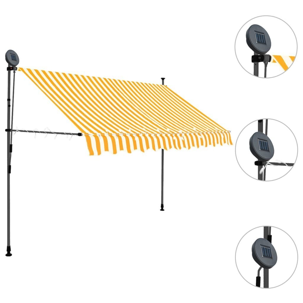 Manuelle Markise mit LED-Licht, 250 cm, Weiß/Orange - bis zu 34% Rabatt