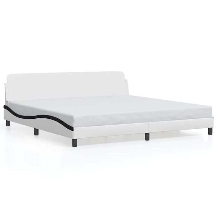 Design Bettgestell 200x200 cm - Kunstleder Weiß/Schwarz - bis zu 35% Rabatt