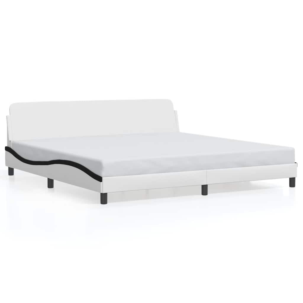 Design Bettgestell 200x200 cm - Kunstleder Weiß/Schwarz - bis zu 35% Rabatt