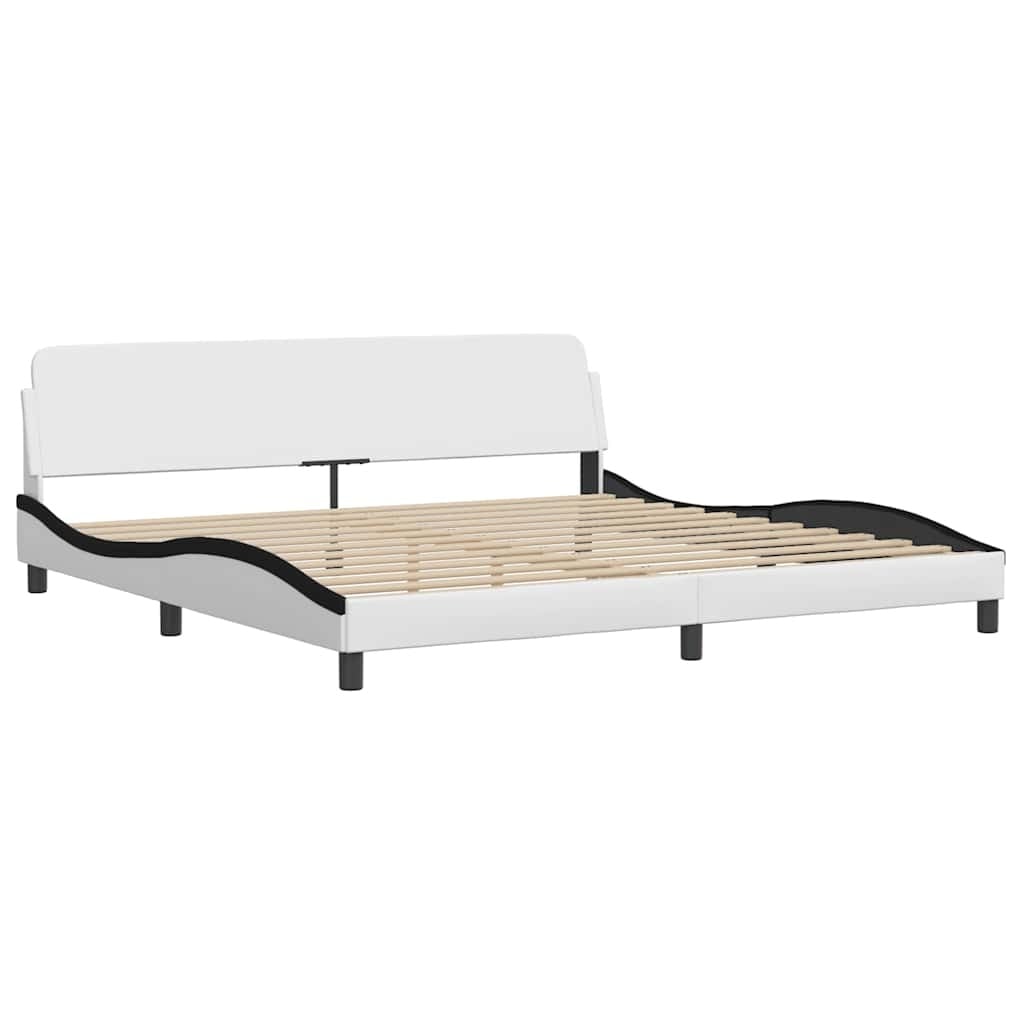 Design Bettgestell 200x200 cm - Kunstleder Weiß/Schwarz - bis zu 35% Rabatt