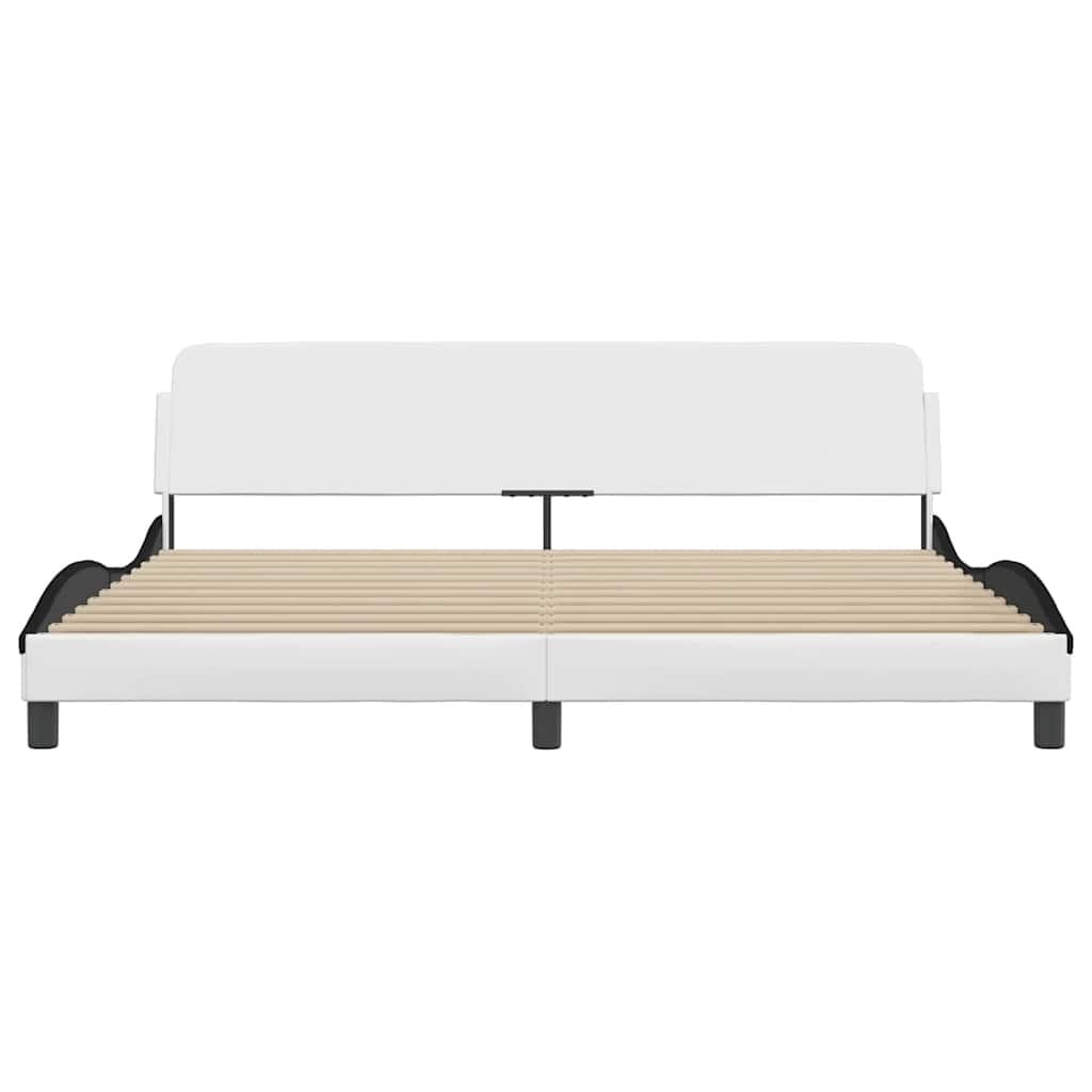 Design Bettgestell 200x200 cm - Kunstleder Weiß/Schwarz - bis zu 35% Rabatt
