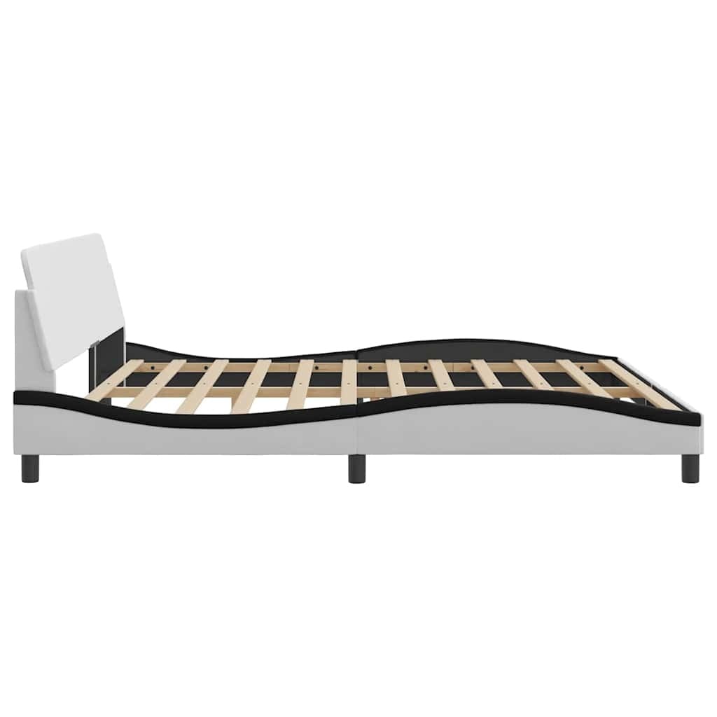 Design Bettgestell 200x200 cm - Kunstleder Weiß/Schwarz - bis zu 35% Rabatt